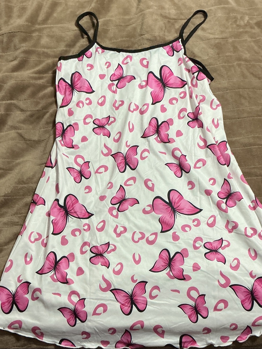 Girls White and Pink Butterfly Slip Dress
